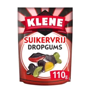 Een zakje Dropgums van KLENE - Inhoud: 110 gram - Suikervrij