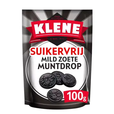 Een zakje suikervrije Muntdrop van KLENE - Inhoud: 100 gram
